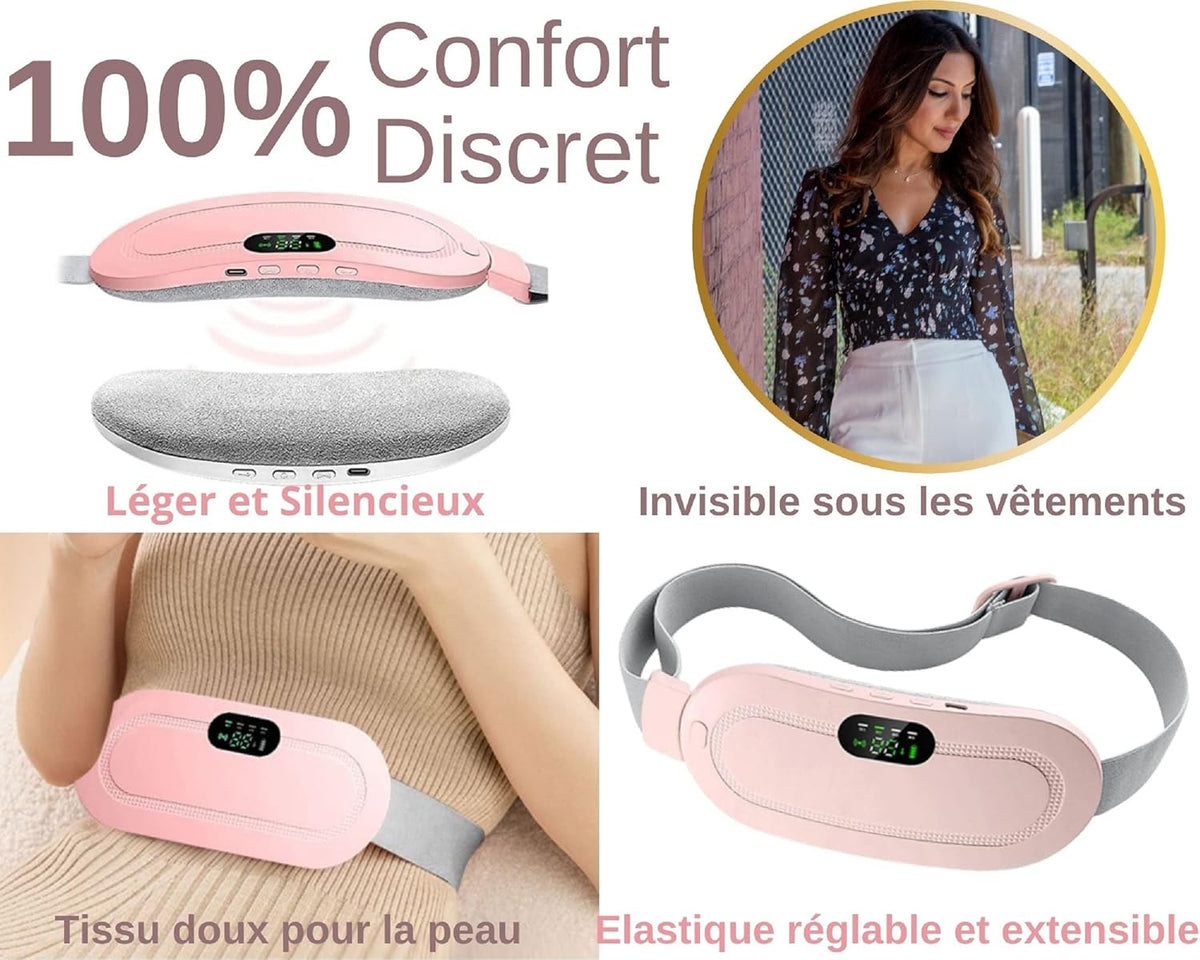 Digital Period Heating Pad & Vibrating Massage Belt | 3 Heat Levels & 4 Massage Modes | Menstrual Cramp Relief